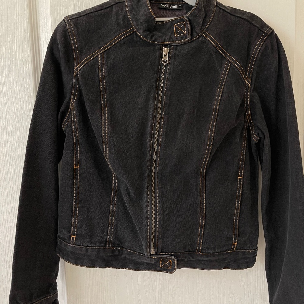 Dark blue stretchy jean jacket